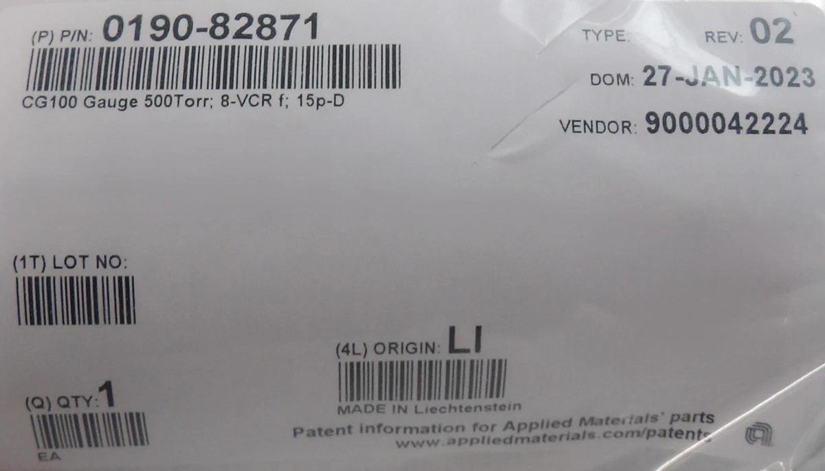 AMAT Applied Materials 0190-82871 Capacitance Gauge Inficon CG100 New Surplus
