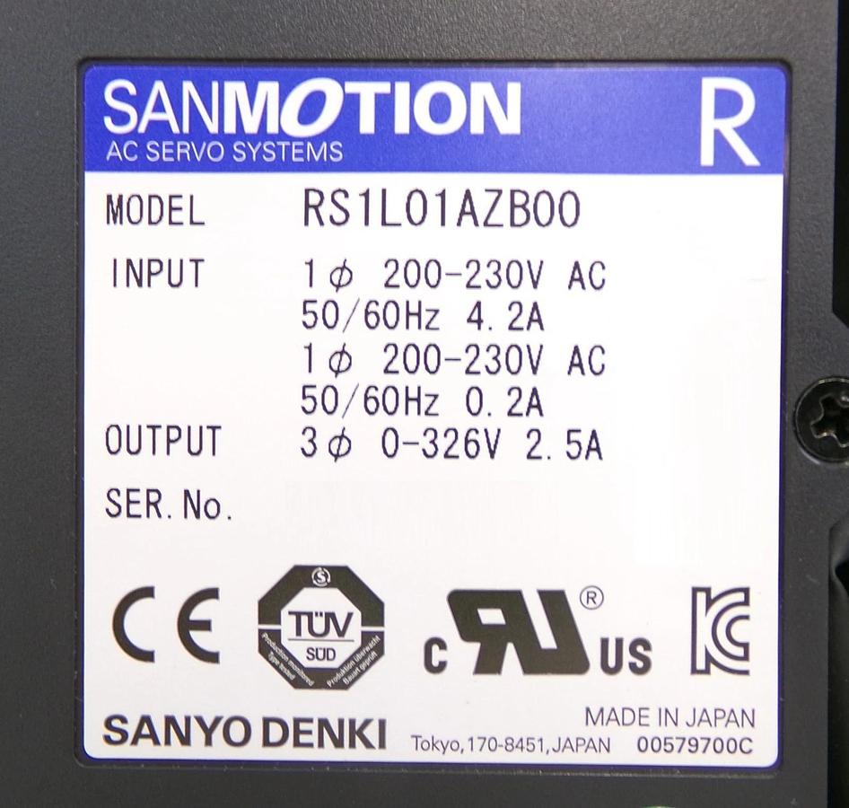 Used Sanyo Denki RS1L01AZB00 Servo Drive SANMOTION R Working