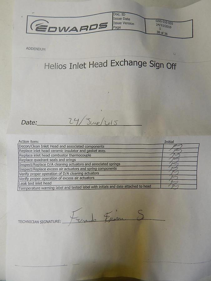 Refurbished Edwards NRD75100H Helios Head Assembly Combustion Chamber Factory Refurbished