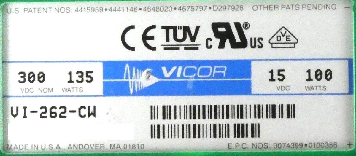 Used Vicor VI-262-CW DC Converter 15v 100w Reseller Lot of 4 Working Surplus