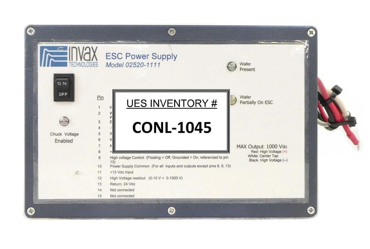 Used Invax Technologies 02520-1111 ESC Electrostatic Chuck Power Supply Working