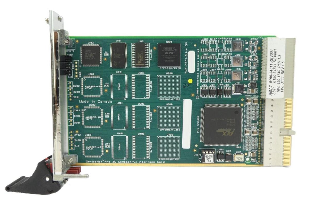 Used SST Woodhead DNP-CPCI-3U-4 DeviceNet Scanner PCB Card AMAT 0190-34511 Working