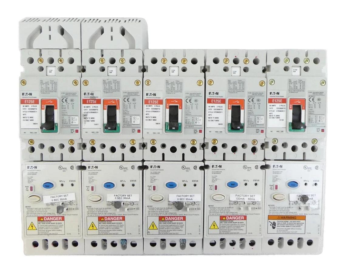Used Eaton EGE3050FFG E125E 3-Pole Industrial Circuit Breaker Lot of 5 Working Spare