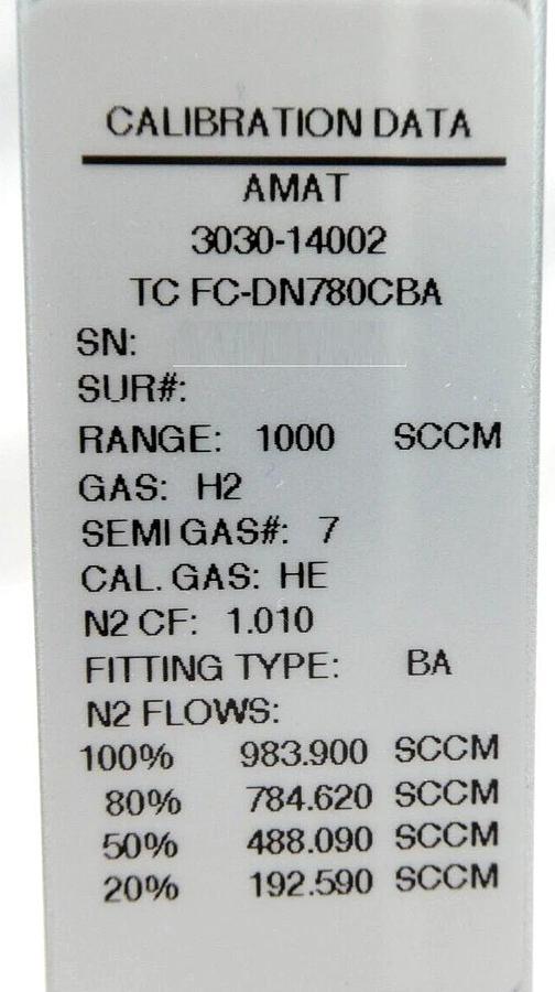 Used Aera FC-DN780C-BA Mass Flow Controller MFC 1 SLM H2 Lot of 7 AMAT 3030-14002