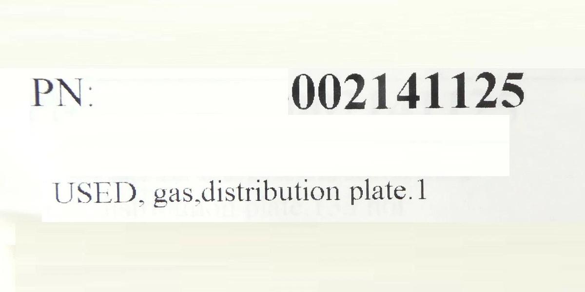 Used AMAT Applied Materials 0021-41125 Gas Distribution Plate 1 Working Surplus