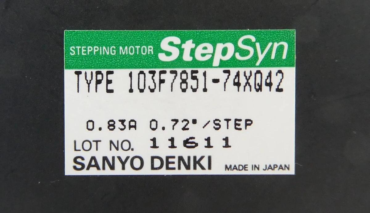 Used Sanyo Denki 103F7851-74XQ42 Stepping Motor StepSyn Working Surplus