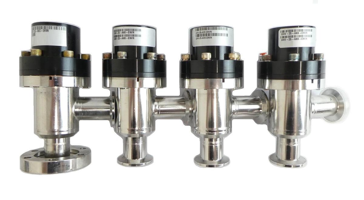 Used MKS Instruments UHV-25-AKK-ENVN Pneumatic Angle Vacuum Valve Lot of 4 Working