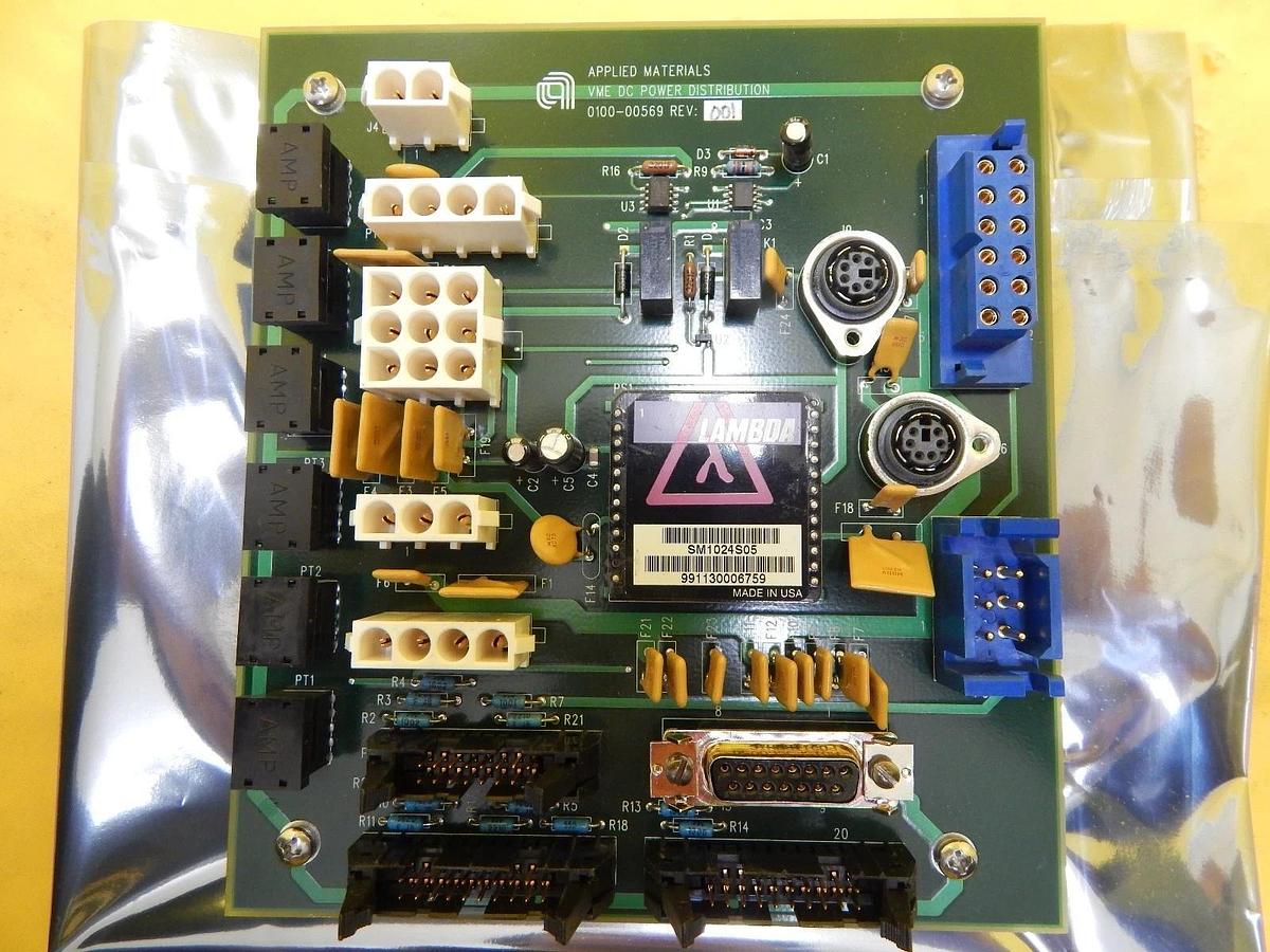 Used AMAT Applied Materials 0100-00569 VME DC Power Distribution PCB Working