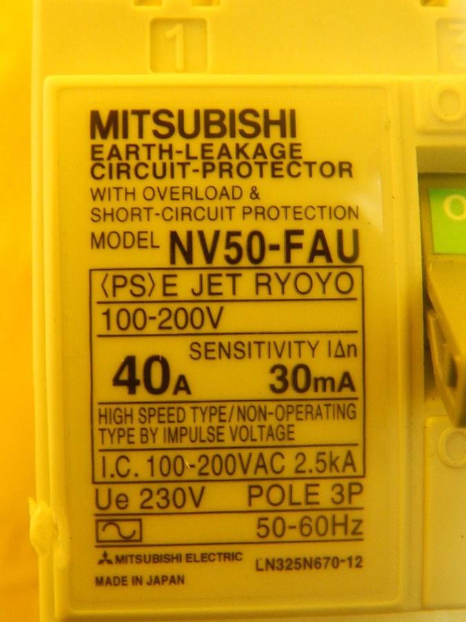 Used Mitsubishi NV50-FAU 40A No-Fuse Circuit Breaker Reseller Lot of 4 Used Working