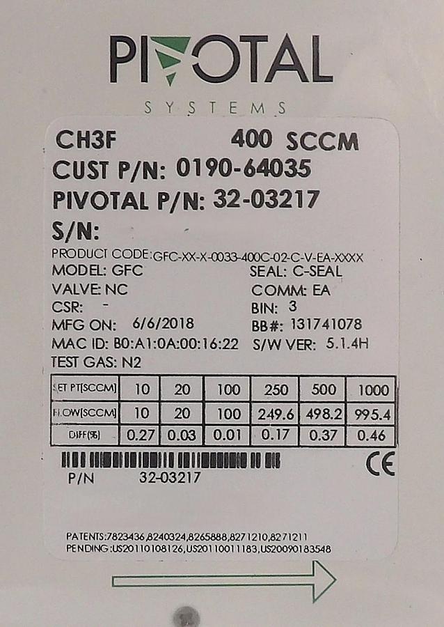 Pivotal Systems 32-03217 Mass Flow Controller MFC AMAT 0190-64035 Lot of 5 New