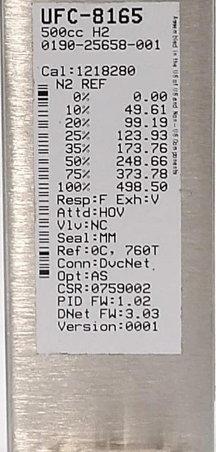UNIT Instruments UFC-8165 Mass Flow Controller MFC AMAT 0190-25658 New Surplus