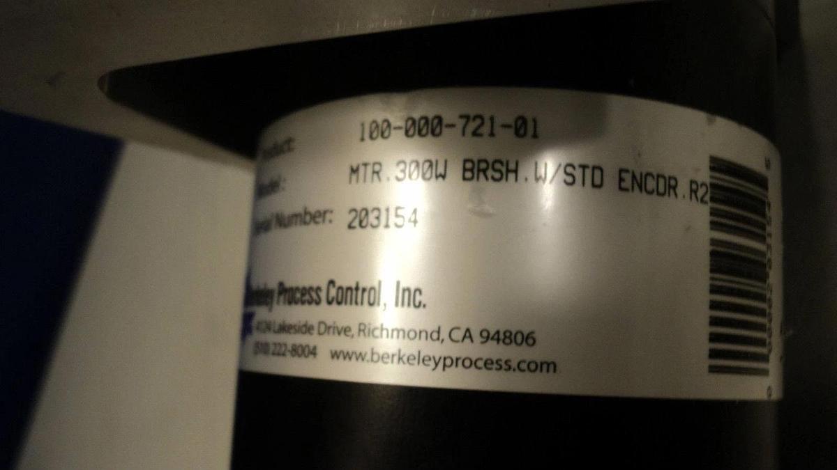 Used Berkeley 100-000-721-01 Servo Motor MTR 300w BRSH W/STD ENCOR.R2 Novells Used