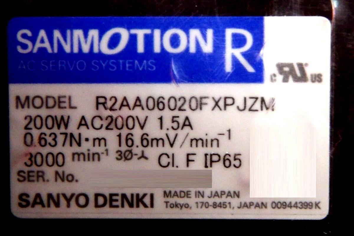 Sanyo Denki R2AA06020FXPJZM AC Servo Motor SANMOTION R AMAT 0195-16025 New