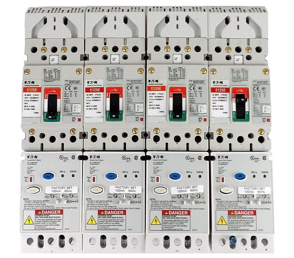 Used Eaton EGE3050FFG E125E 3-Pole Industrial Circuit Breaker Lot of 4 Working Spare