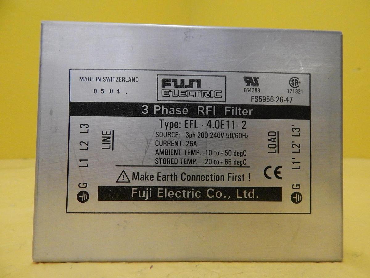 Used Fuji Electric EFL-4.0E11-2 3 Phase RFI Filter Reseller Lot of 2 Used Working