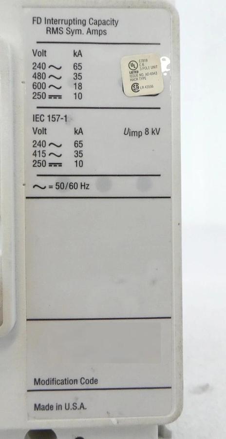 Used Cutler-Hammer FD3015L FD3015 3-Pole Circuit Breaker FD 35k Lot of 4 Working