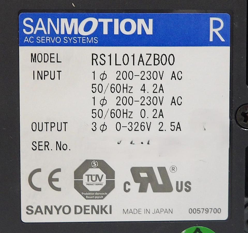 Used Sanyo Denki RS1L01AZB00 Servo Drive SANMOTION R Reseller Lot of 2 Working