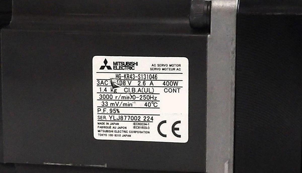 Used Mitsubishi HG-KR43-S131046 AC Servo Motor Working