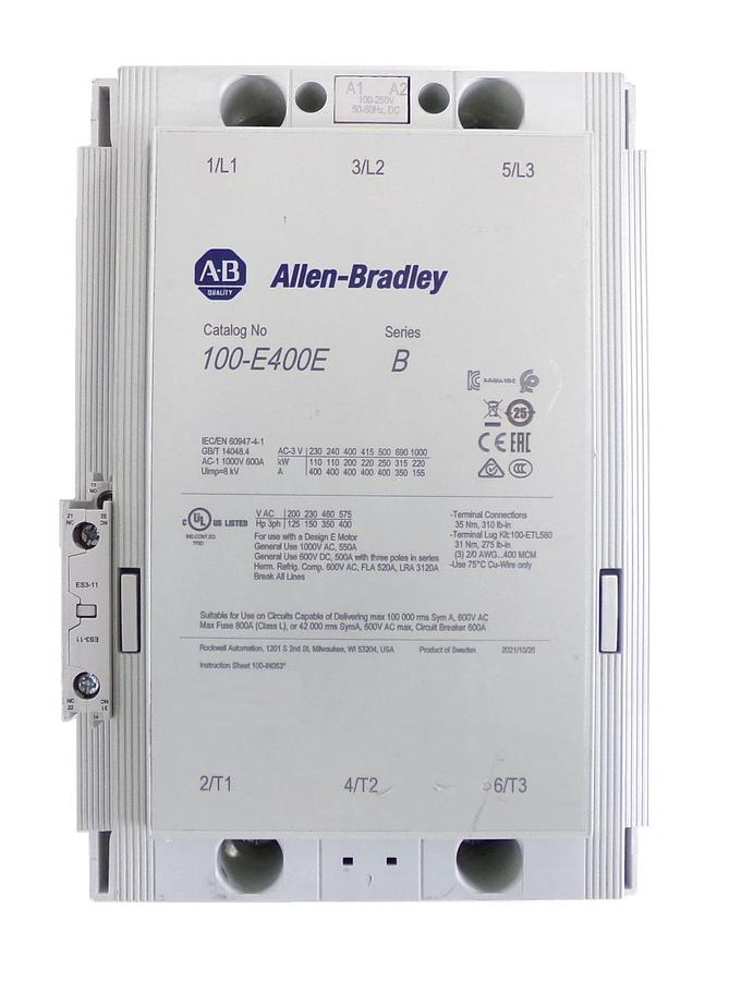 Used AB Allen-Bradley 100-E400E 3-Pole Contactor Series B 100-ES3-11 Surplus