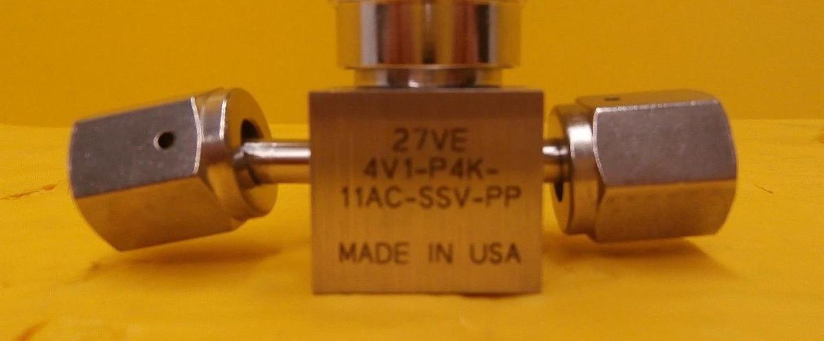 Used Parker Veriflo 4V1-P4K-11AC-SSV-PP High Purity Bellows Valve Used Working