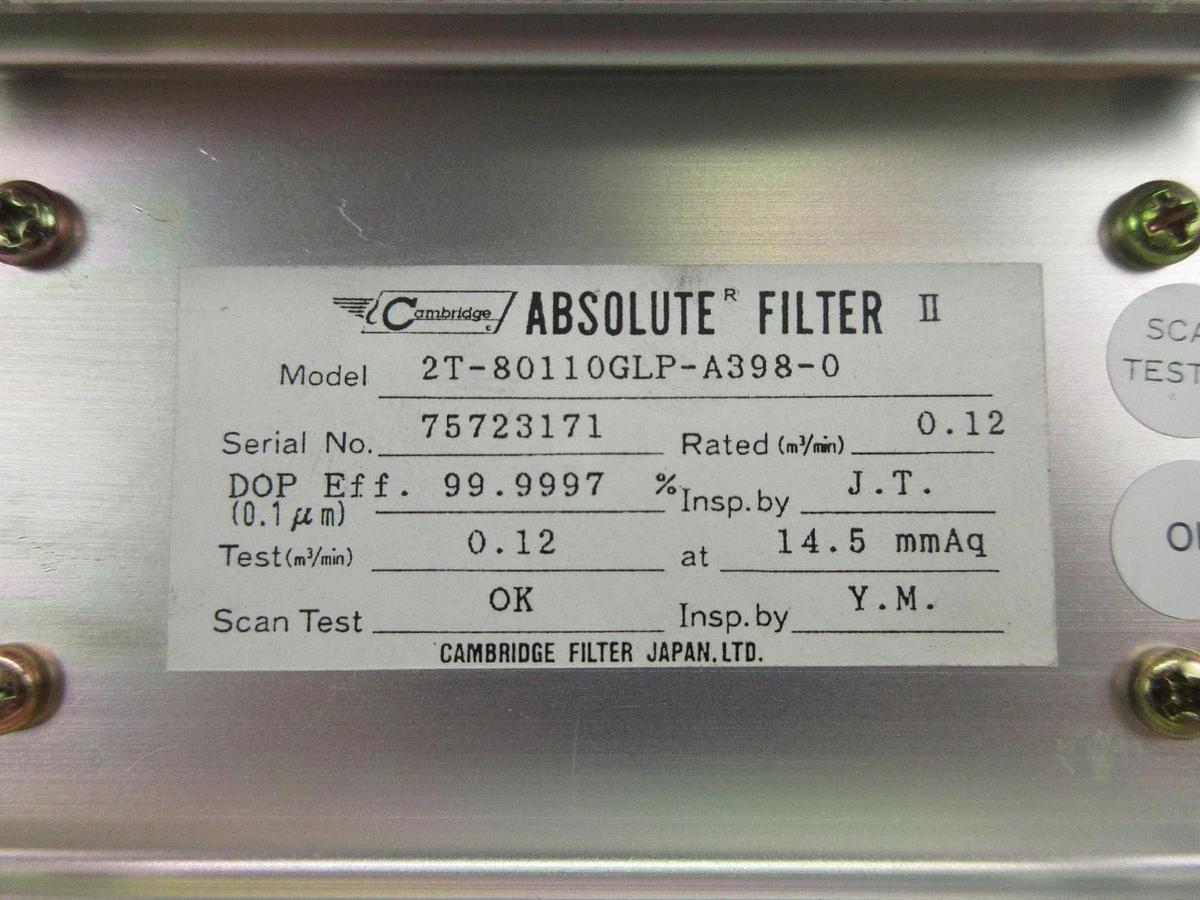Used Cambridge 2T-80110GLP-A398-0 Absolute Filter II Chassis Nikon NSR-S202A Used