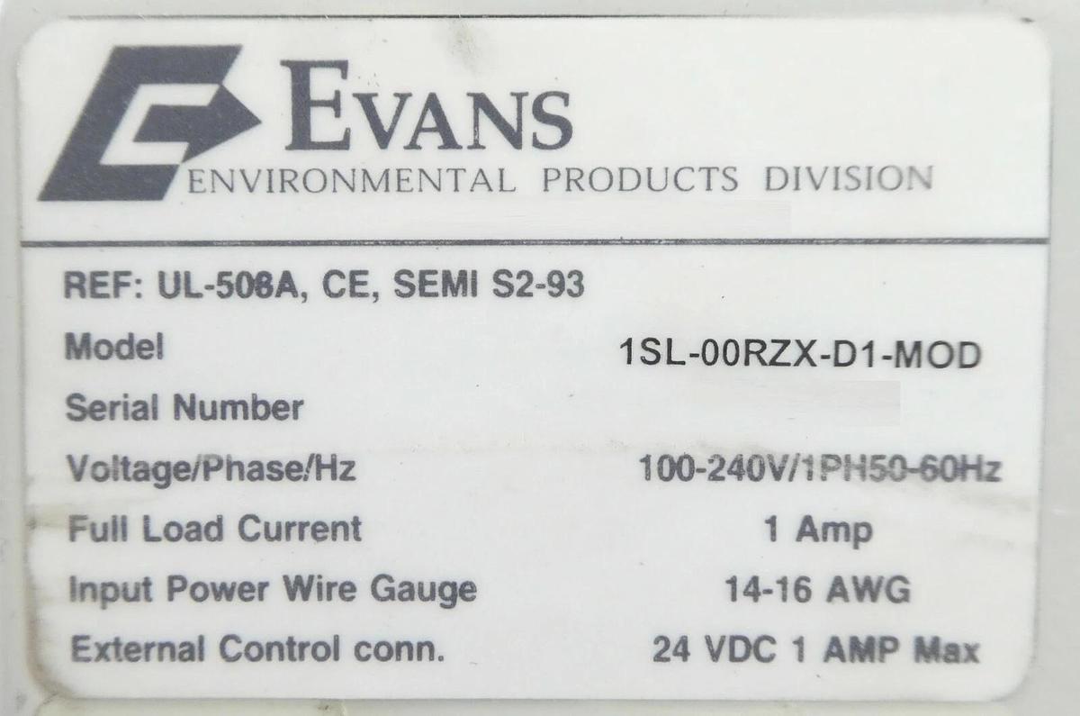 Used Evans Environmental Products 1SL-00RZX-D1-MOD Neutralization Chamber E.DOC Spare