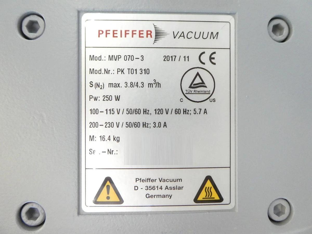 Used Pfeiffer PK T01 310 Diaphragm Vacuum Pump MVP 070-3 Spare Surplus