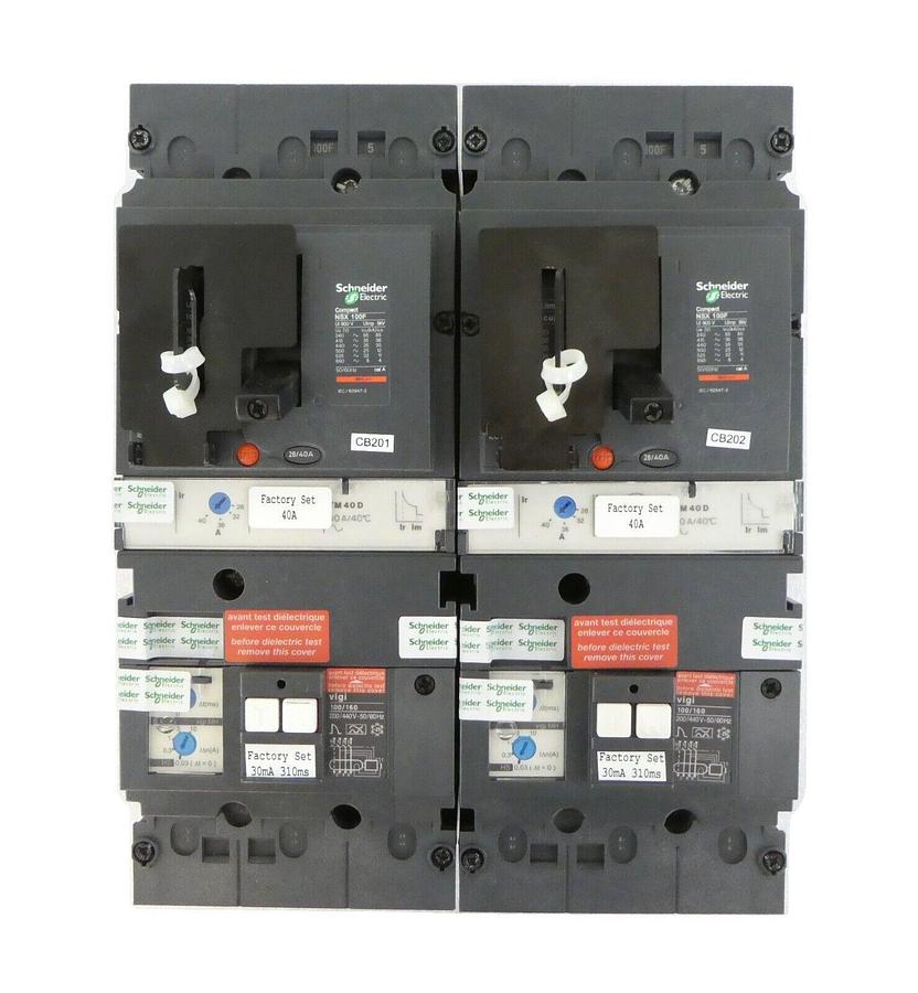 Used Schneider NSX 100-160-250 F/N/H/NA Circuit Breaker NSX 100F Lot of 2 Working