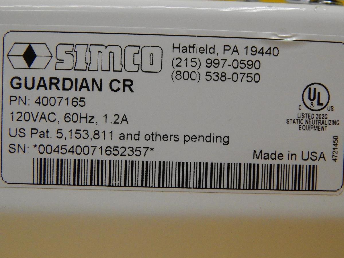 Used Simco 4007165 Aerostat Ionizing Air Blower Guardian CR Cleanroom Working Surplus