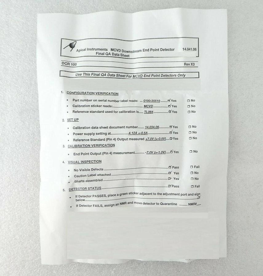 Apical Instruments DCR 100 MCVD End Point Detector AMAT 0190-35510 New Spare