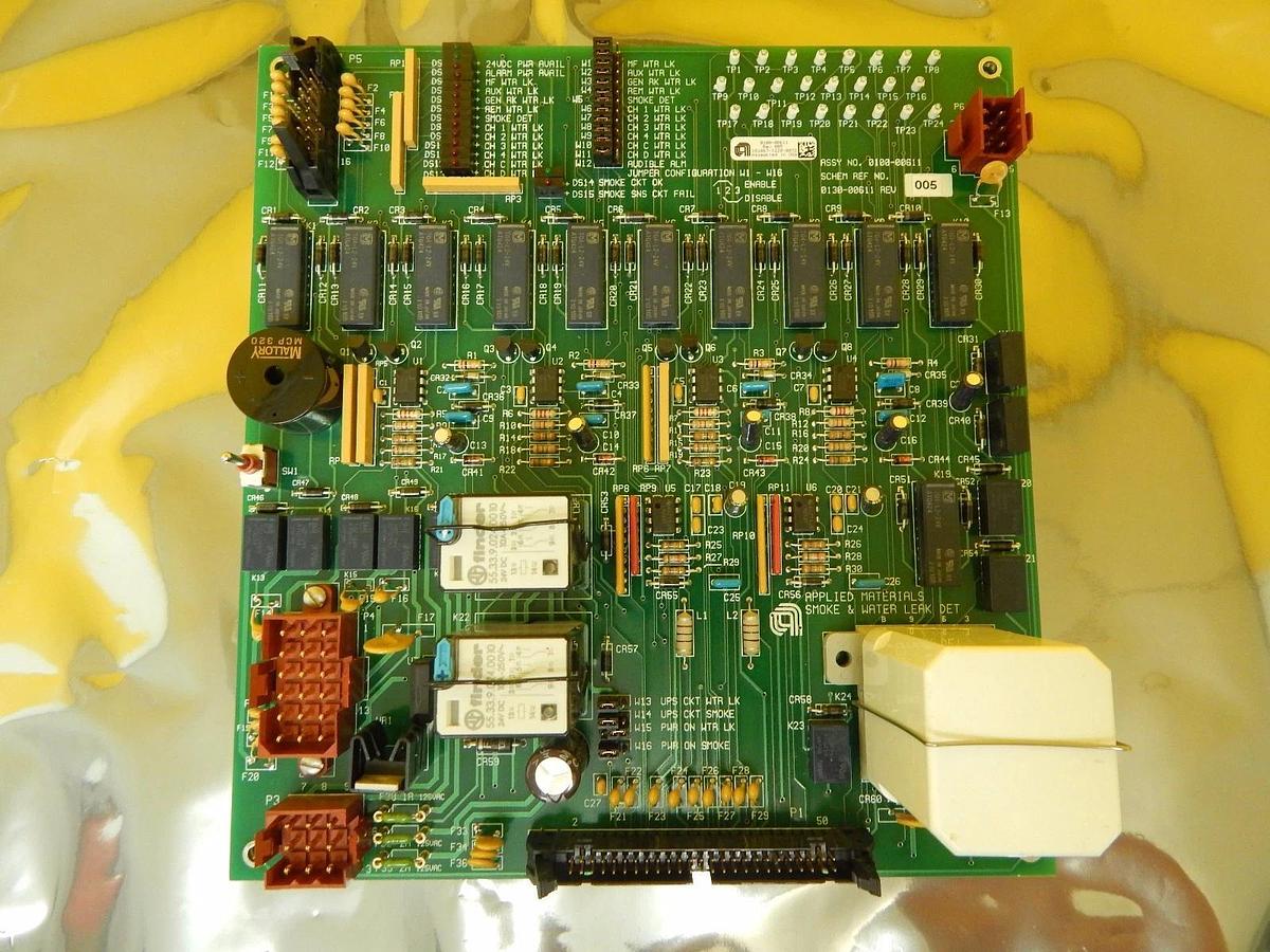 Used AMAT Applied Materials 0100-00611 Smoke & Water Leak Detector Board PCB Working