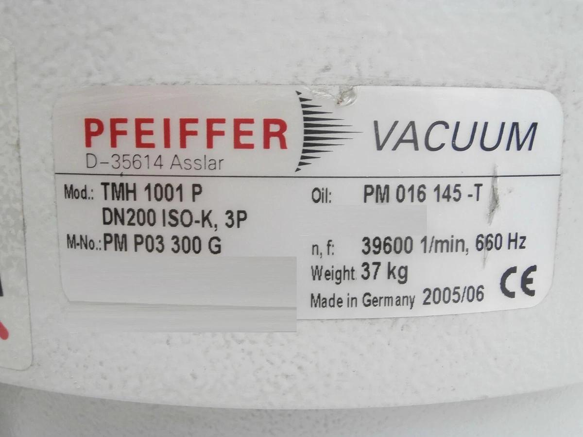 Used TMH 1001 P Pfeiffer PM P03 300 G Turbo Pump 101621 hr Tested Working for Rebuild