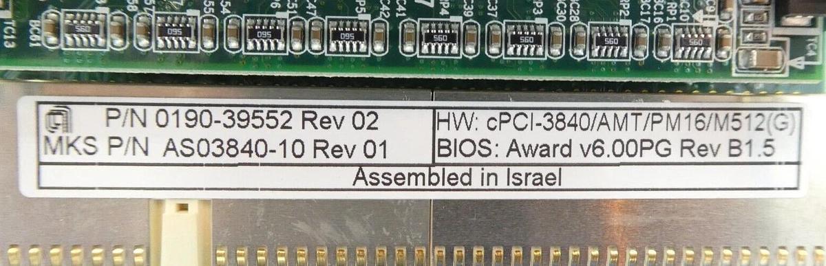 Used MKS Instruments AS03840-10 Single Board Computer SBC PCB Card AMAT 0190-39552