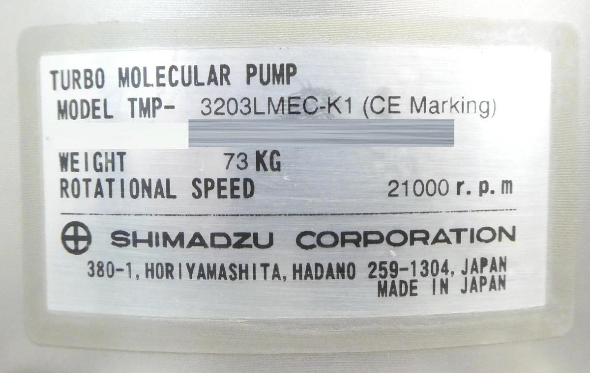 Used Shimadzu TMP-3203LMEC-K1 Turbomolecular Pump Turbo Tested Working