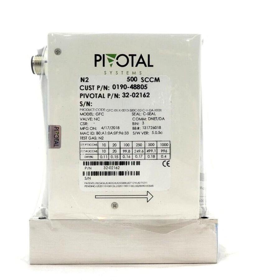Pivotal 32-02162 Mass Flow Controller MFC 500 SCCM N2 0190-48805 Lot of 2 New