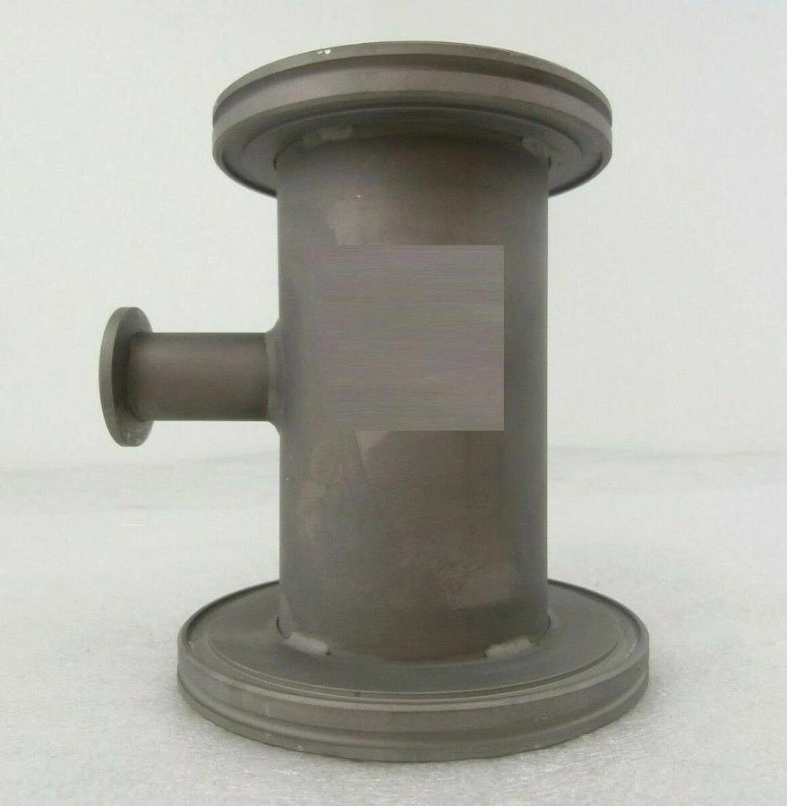Used Edwards C5371 Straight Nipple Vacuum Adapter Tee ISO80 to ISO100 6" Working