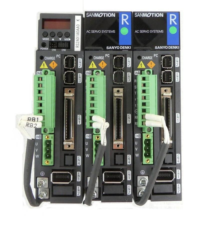 Used Sanyo Denki RS2A01A0AA0 Servo Drive SANMOTION Reseller Lot of 3 Working Surplus