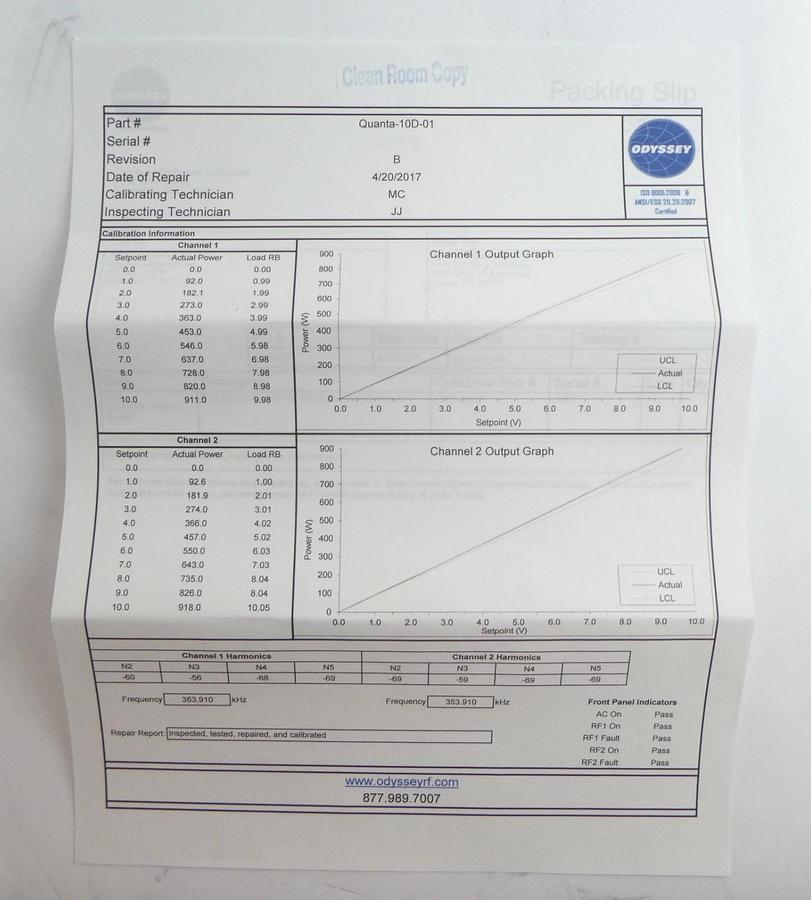 Refurbished QUANTA-10 ENI Power Systems QUANTA-10D-01 RF Generator Dual Channel Refurbished