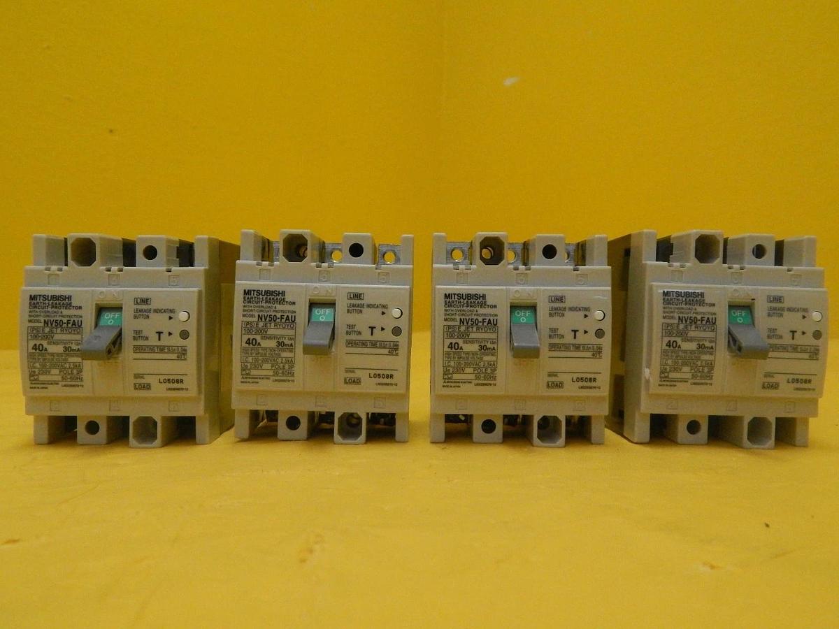 Used Mitsubishi NV50-FAU 40A No-Fuse Circuit Breaker Reseller Lot of 4 Used Working