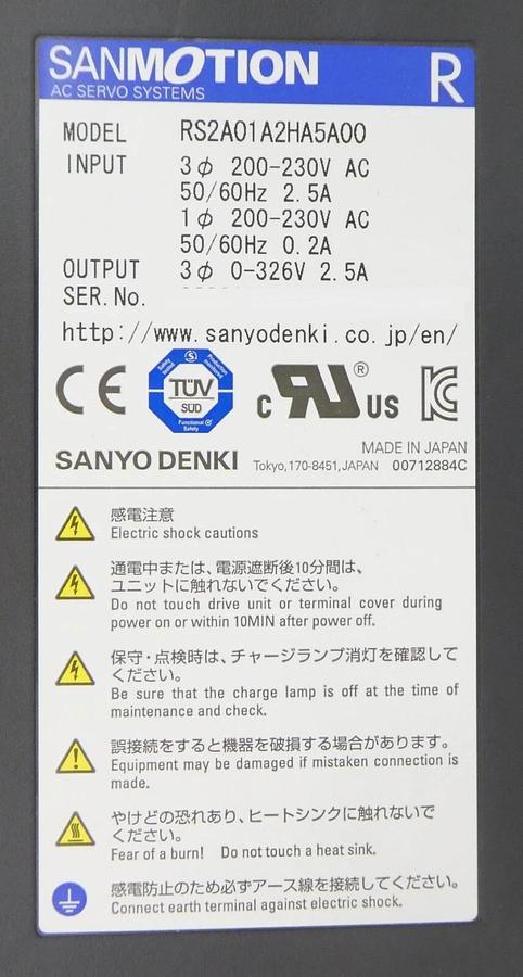 Sanyo Denki RS2A01A2HA5A00 AC Servo Amplifier SANMOTION R New Surplus