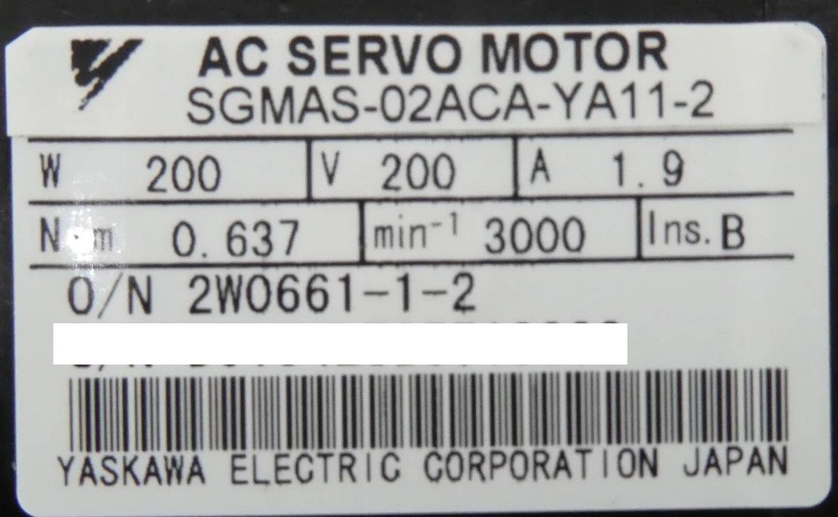 Used Yaskawa Electric SGMAS-02ACA-YA11-2 AC Servo Motor Reseller Lot of 3 Working