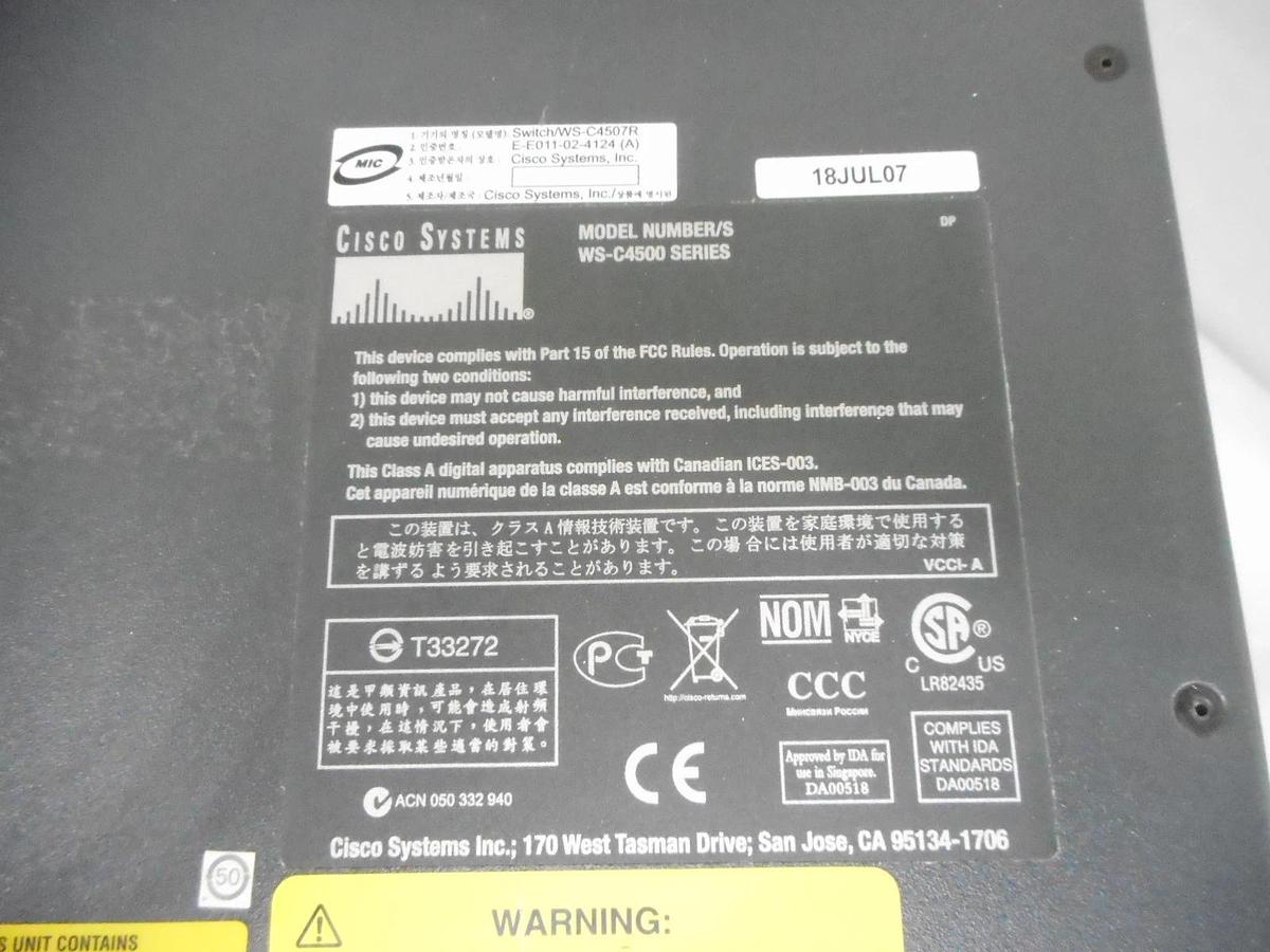 Used Cisco WS-C4507R Switch Catalyst 4500 Series WS-X4013+10GE Semiconductor Spare