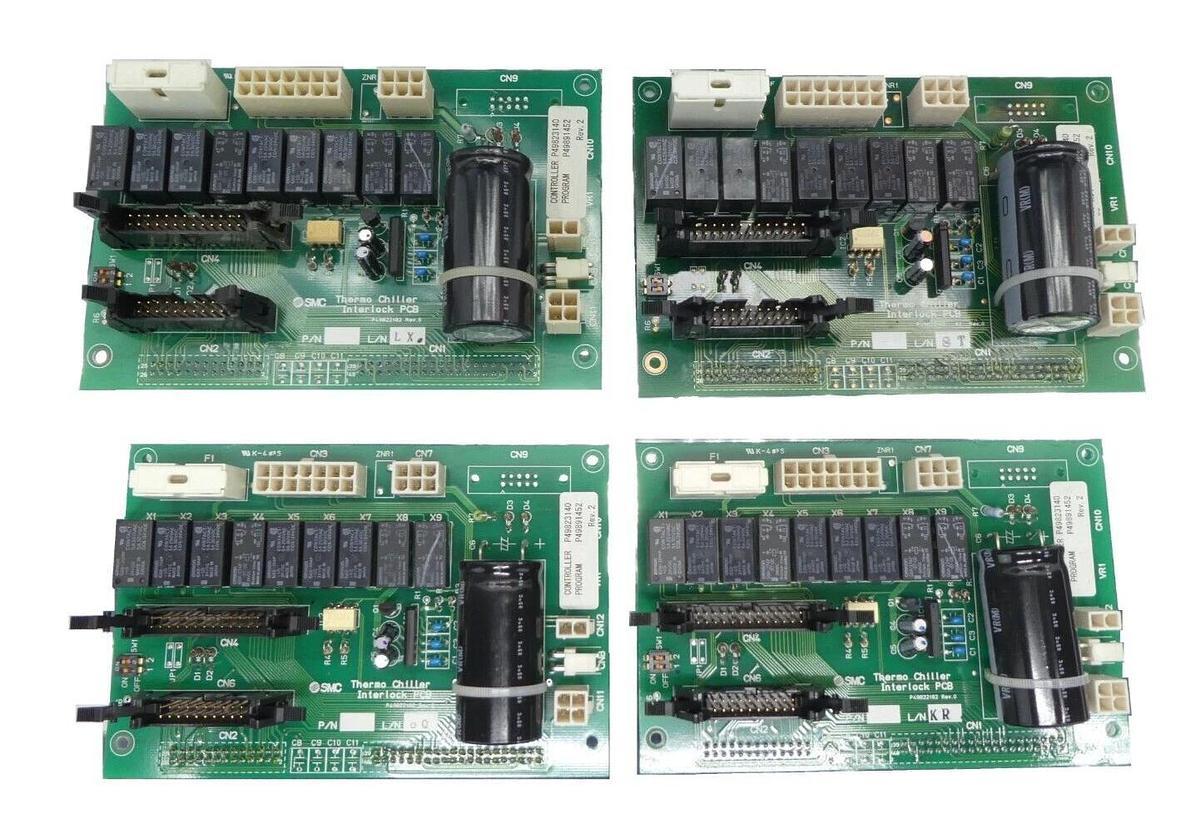 Used SMC P49822182 Thermo Chiller Interlock PCB P49823140 P49891452 Lot of 4 Working