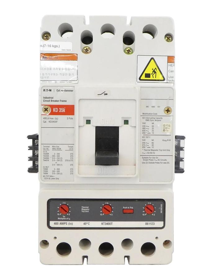 Used Eaton KD3400F 3 Pole Industrial Circuit Breaker Module KD 35k KT3400T Working
