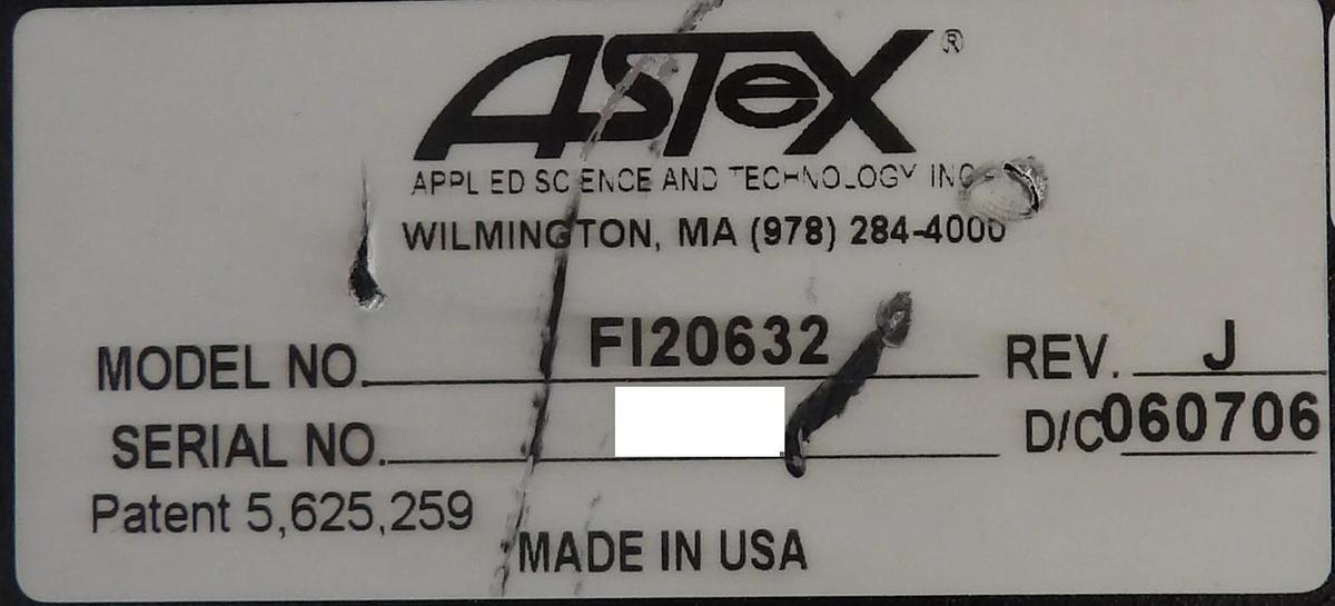 Used ASTeX Applied Science & Technology FI20632 Plasma Source Tube Assembly Surplus