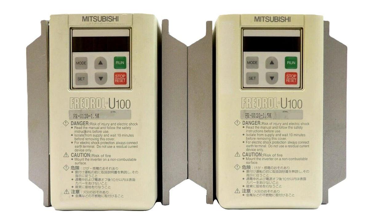 Used Mitsubishi FR-U120-1.5K Inverter Drive Freqrol-U100 Lot of 2 Working Spare