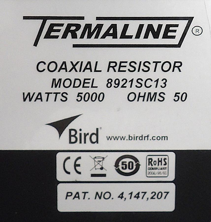 Used Bird Electronics 8921SC13 Coaxial Resistor TERMALINE 5000 Watt 50 Ohms Working