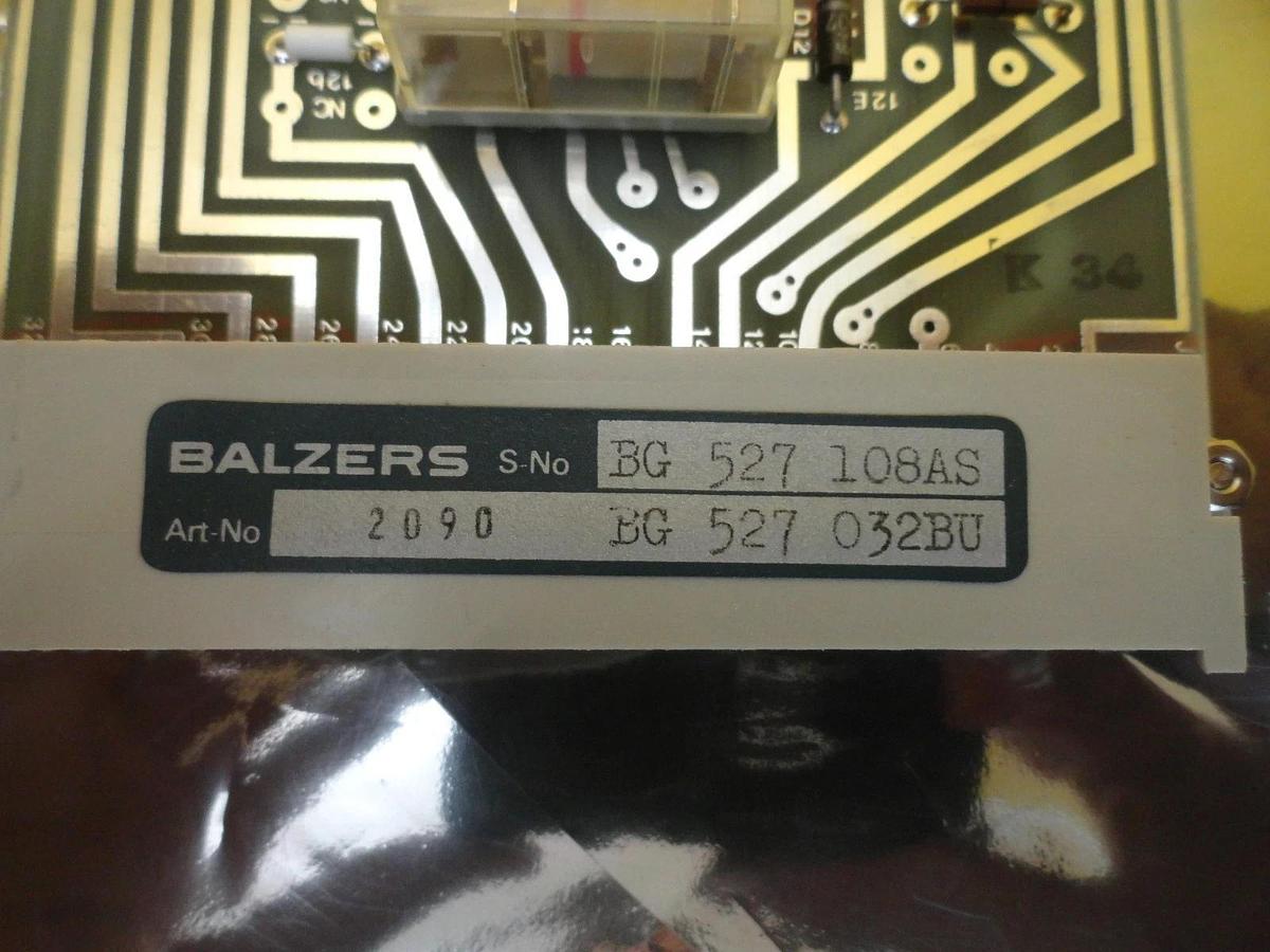 Used Balzers BG 527 032 BU 24V Relay PCB Card BG 527 108 AS Used Working