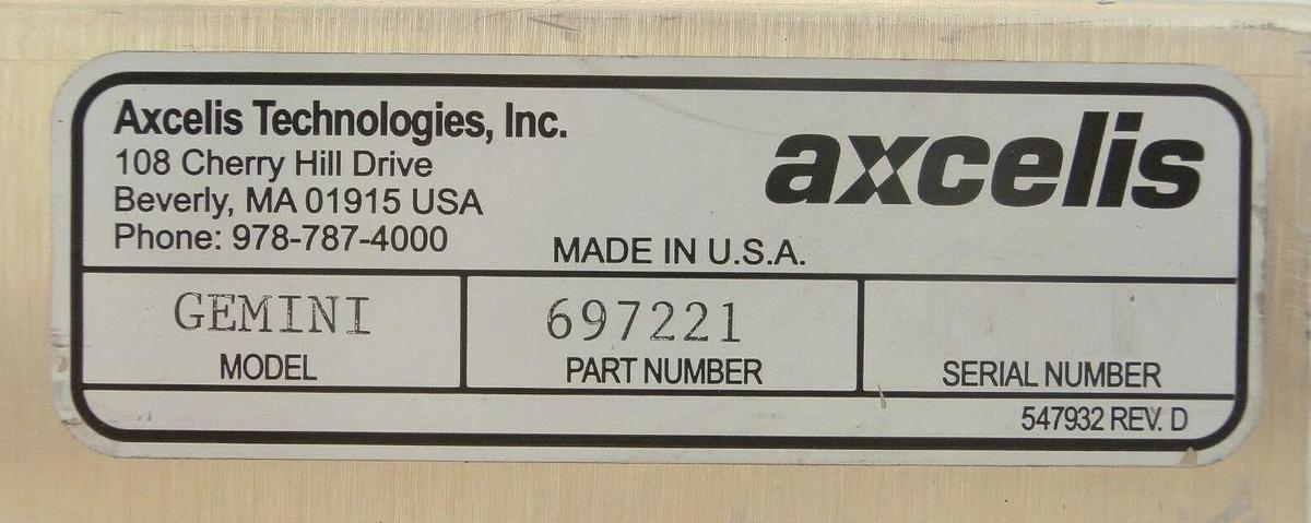 Used Axcelis Technologies 697221 Power Supply GEMINI Working Spare