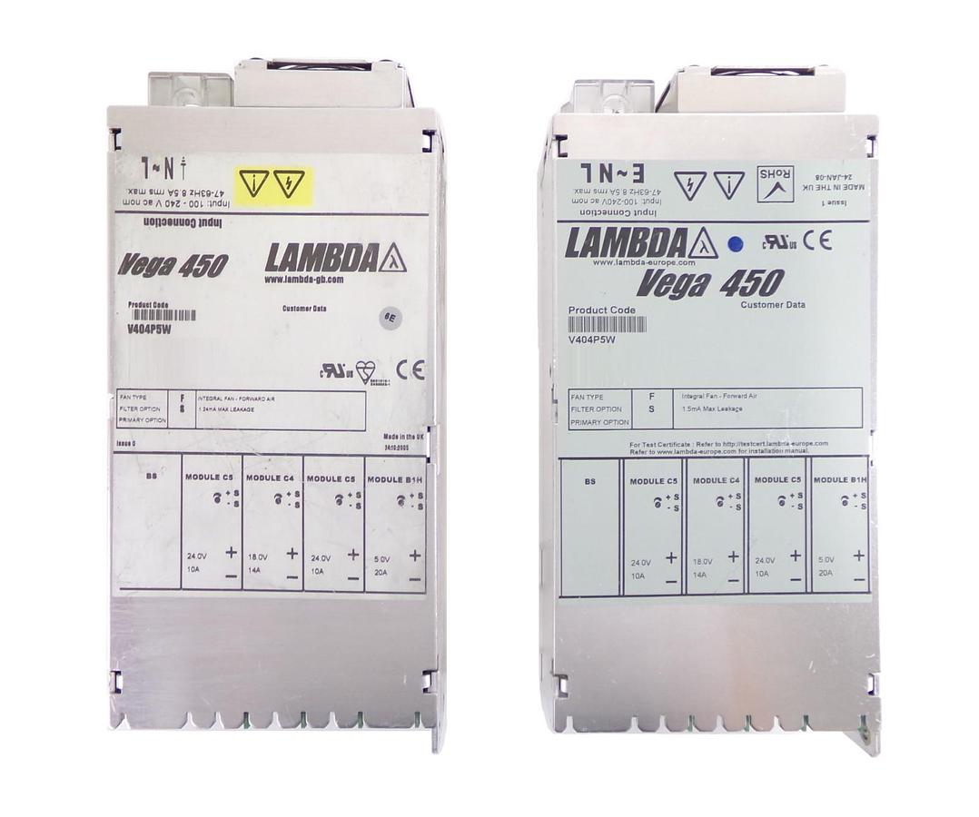 Used TDK-Lambda V404P5W Modular Power Supply Assembly Vega 450 Lot of 2 Working